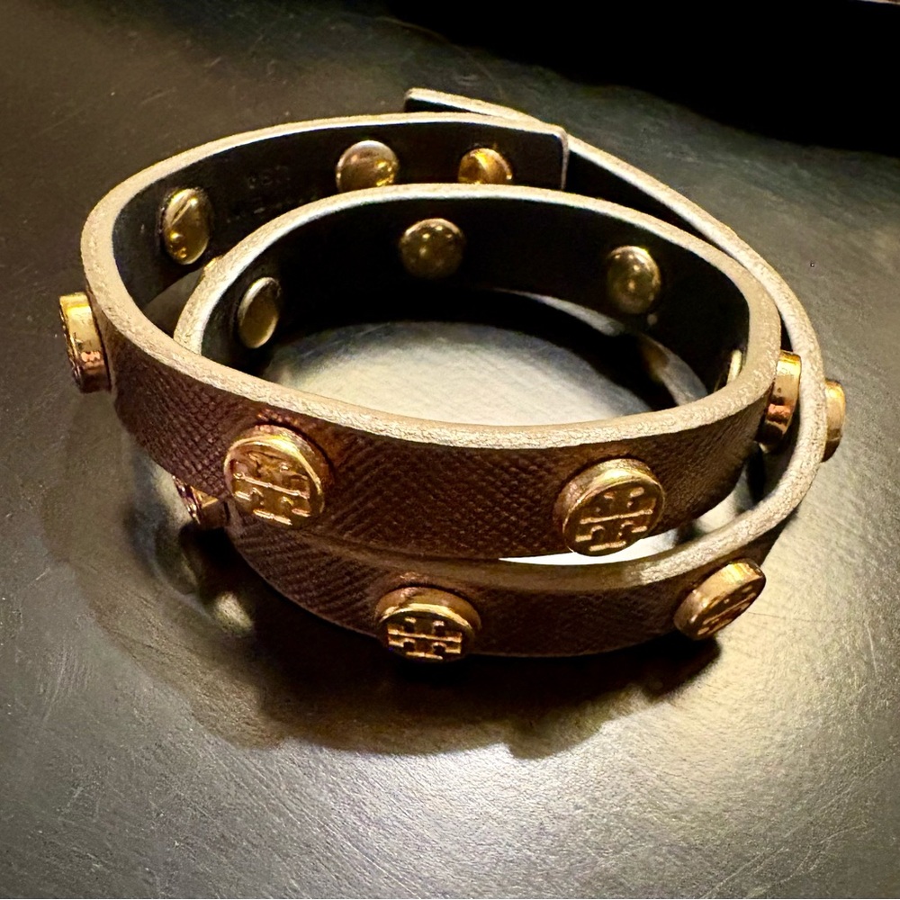 Tory Burch Bronze double wrap, leather bracelet